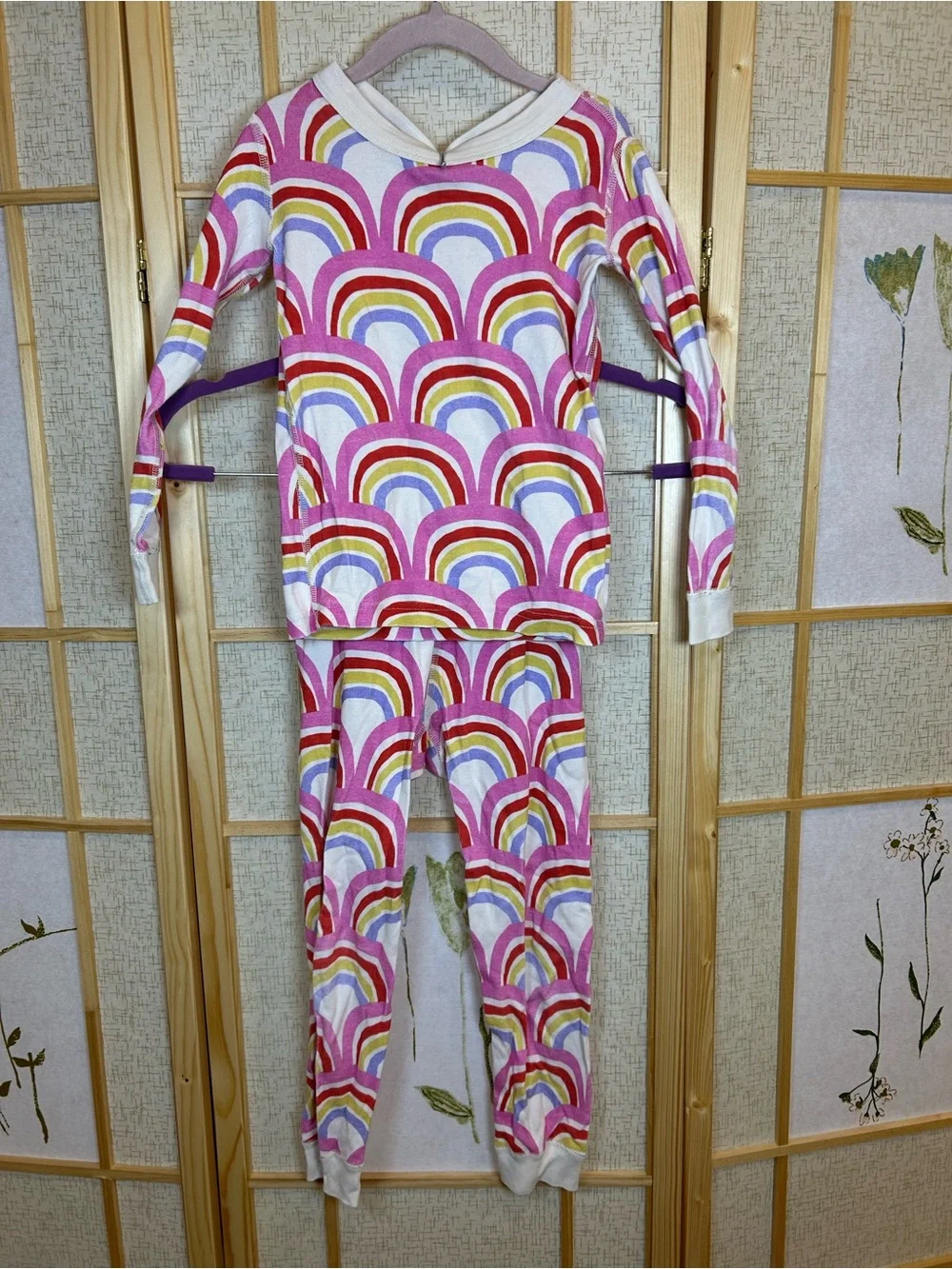 Hanna Andersson Pink Multicolor Rainbow Pajama Set